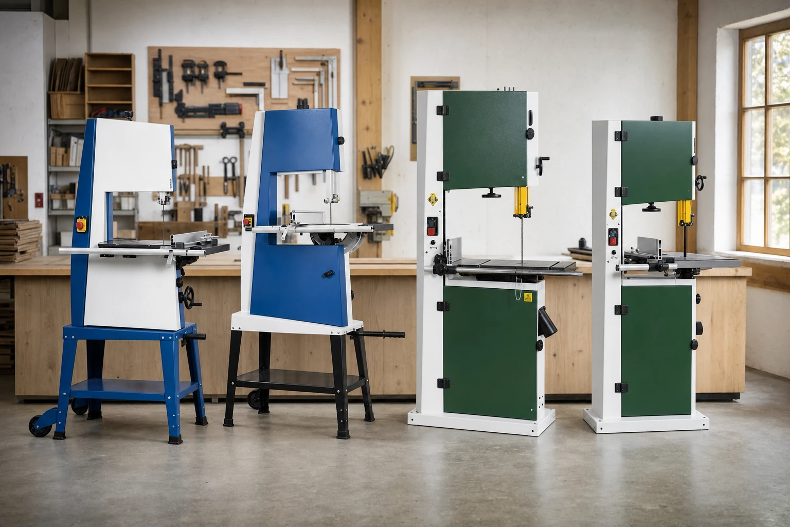 Hva skiller Scheppach Basa 3, Basa 4, BS350 Sabre og BS450 Sabre?
